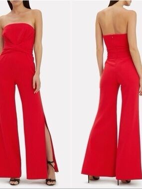 JONATHAN SIMKHAI sz 6 red strapless jumpsuit